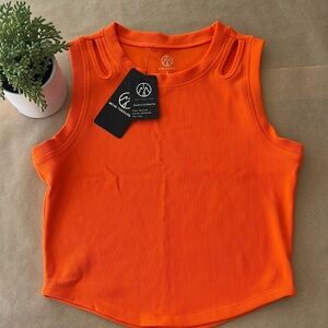 orange activewear workout tank